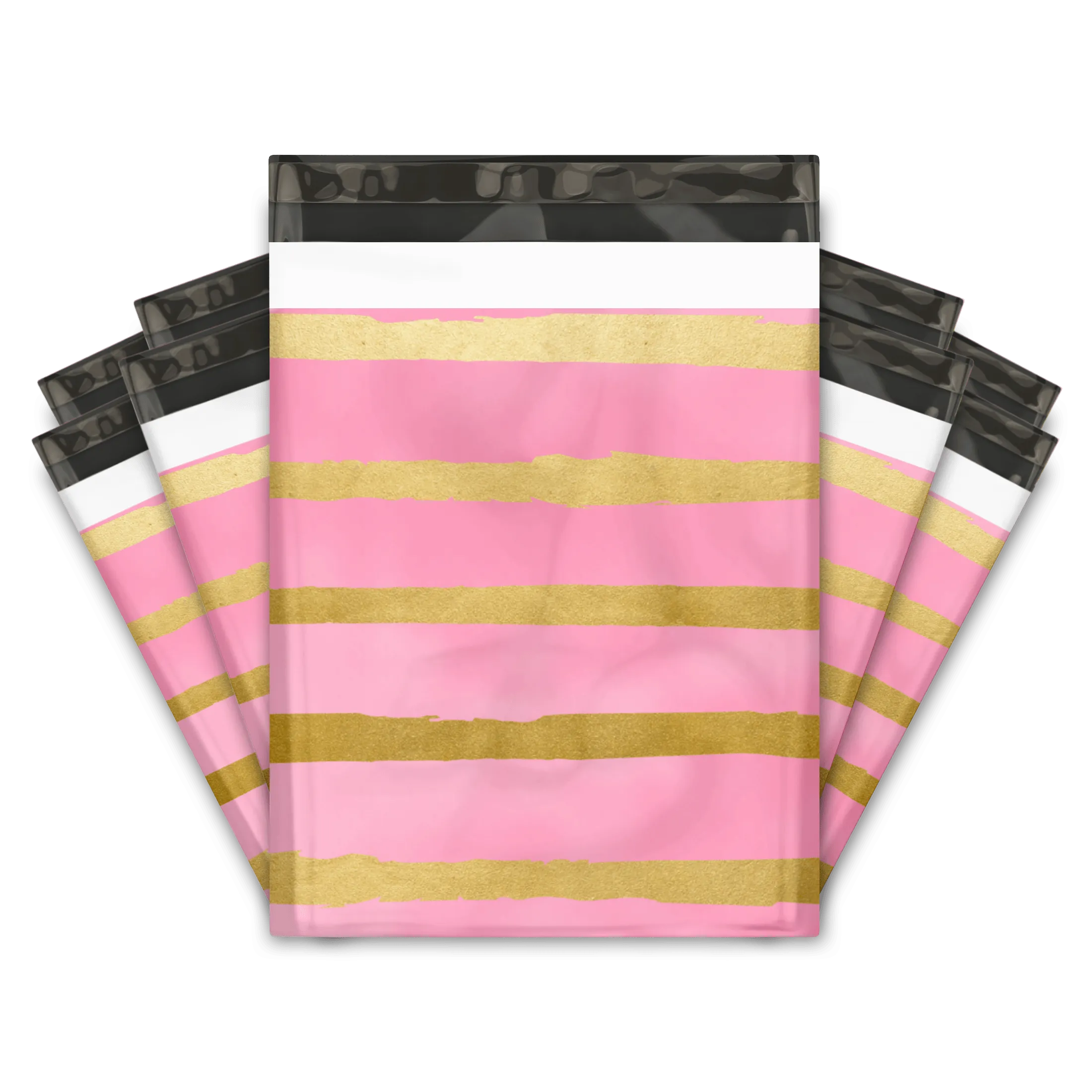 10x13 Pink and Gold Stripes Designer Poly Mailers Shipping Envelopes Premium Printed Bags