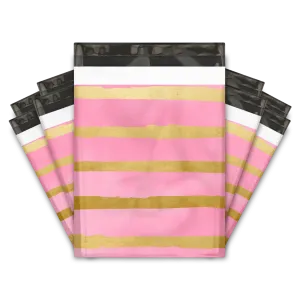 10x13 Pink and Gold Stripes Designer Poly Mailers Shipping Envelopes Premium Printed Bags