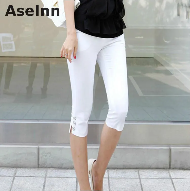 2017 Summer New Fahison Capris  Casual Calf-length Pants Female Plus Size S-3xl  White Black Women Pants