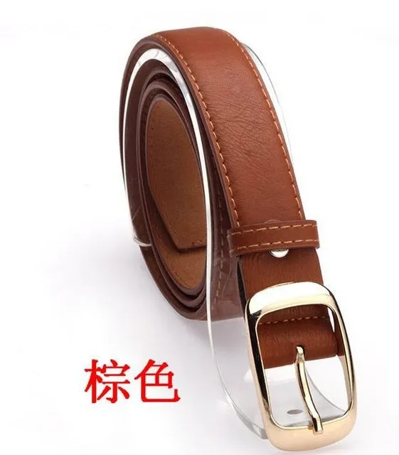 2017 Women Fashion Belts Cinturones Mujer  Ladies Faux Leather Metal Buckle Straps Girls Fashion Accessories