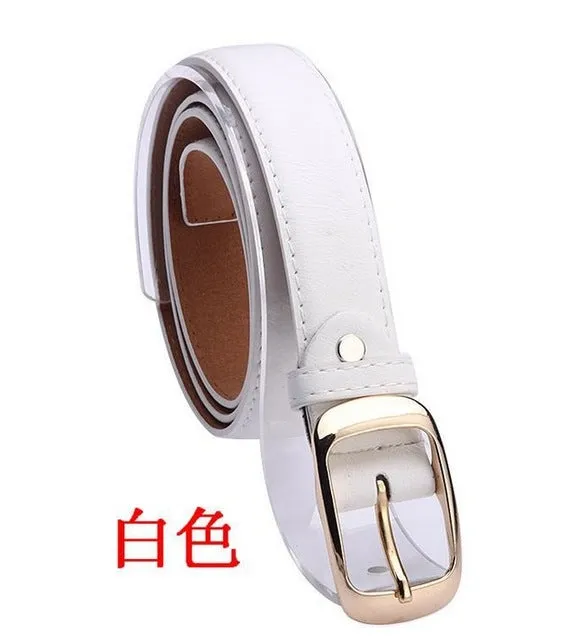 2017 Women Fashion Belts Cinturones Mujer  Ladies Faux Leather Metal Buckle Straps Girls Fashion Accessories