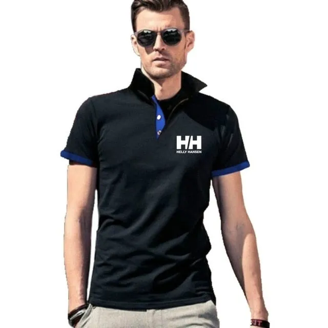 2019 New Fashion Helly Hansen Printed Men Polo Shirt Lapel Collar Slim Fit Tops Casual Classic Male Polos Shirts S-5XL