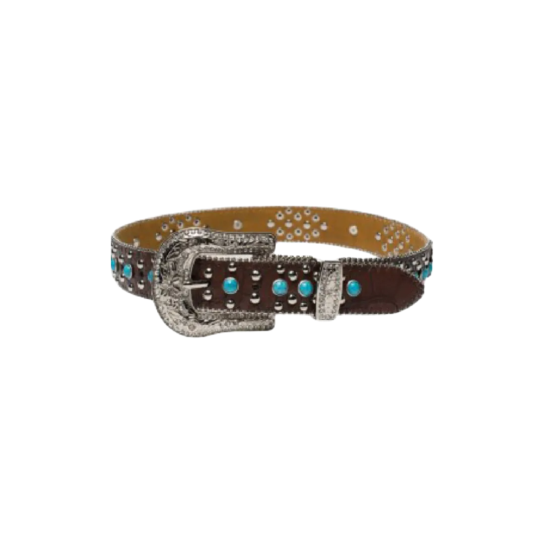 3D Belt Kid's Angel Ranch Turquoise Studs Crown Belt