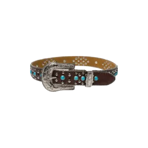 3D Belt Kid's Angel Ranch Turquoise Studs Crown Belt