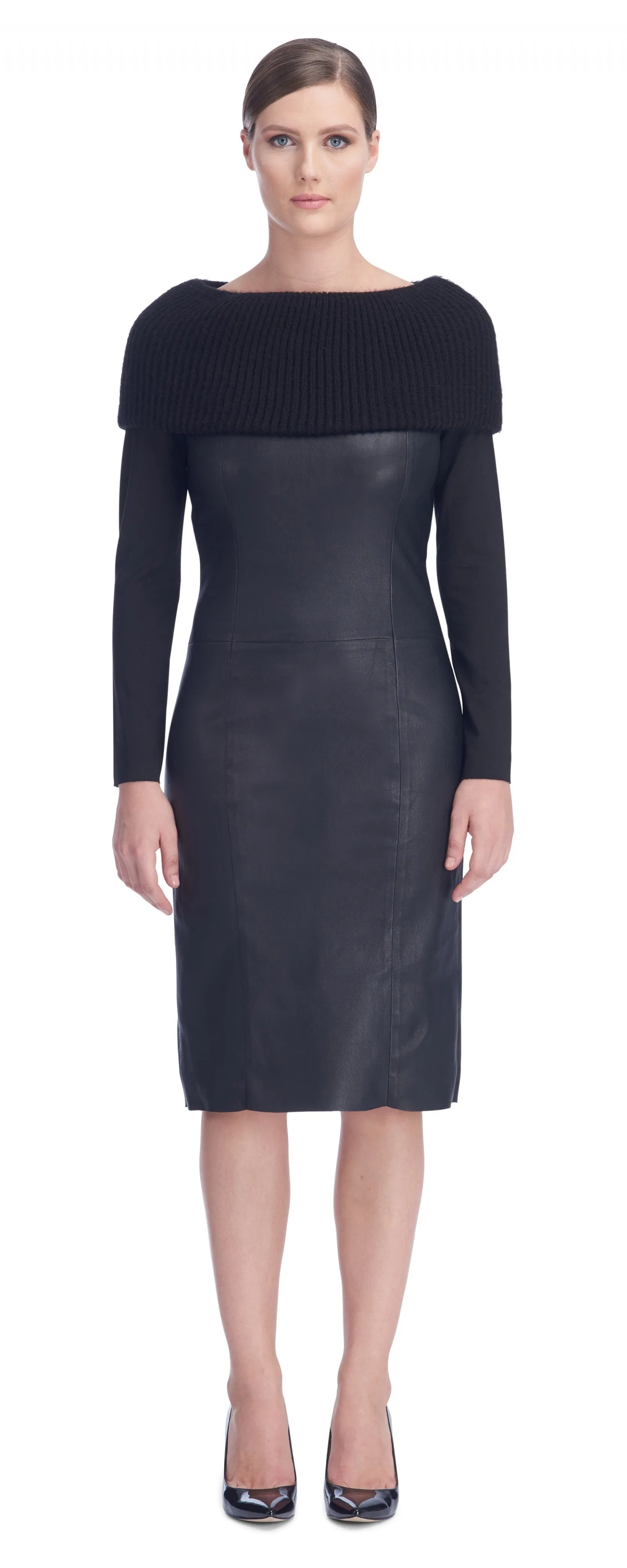 Angelique Black Stretch Leather Dress