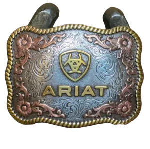 Ariat Men's Rectangle Rope Edge Floral Belt Buckle