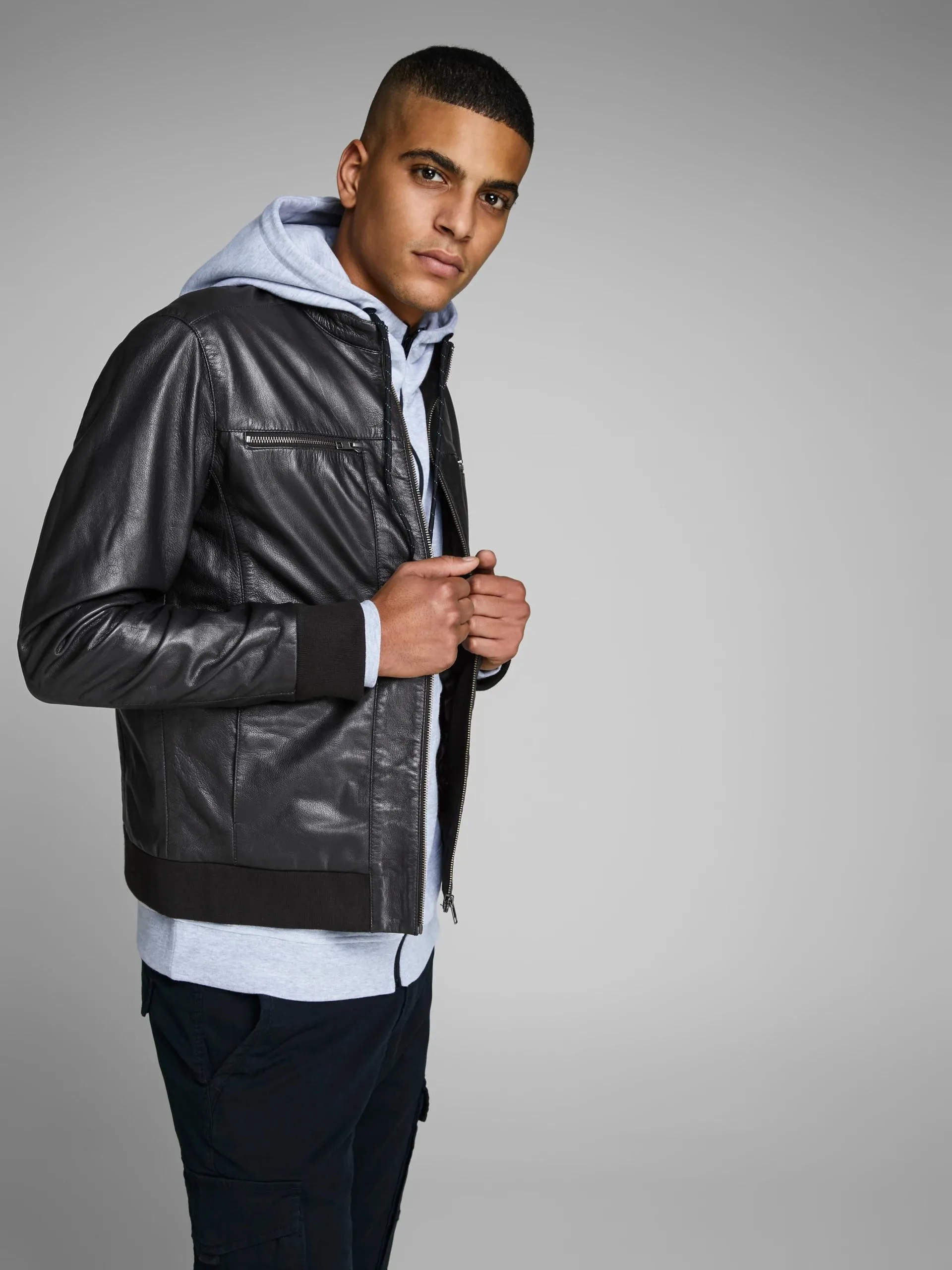 Astounded Black Rib Jacket For Men