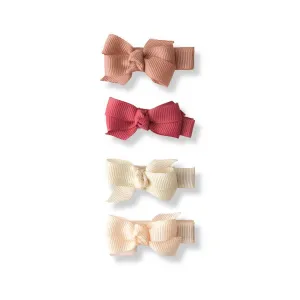 Baby Clip| Set of 4 Grosgrain Ribbon Bows- Dusty Rose | Lilies and Roses NY