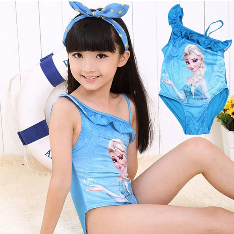 Baby Girls Swimwear Toddler Swimsuit Character Queen Elsa Anna biquini infantil Children Kids One piece Girls Bathing Suit