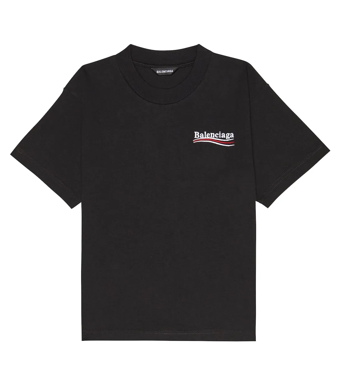 Balenciaga Kids Embroidered Cotton Jersey T-Shirt, Black