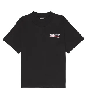 Balenciaga Kids Embroidered Cotton Jersey T-Shirt, Black