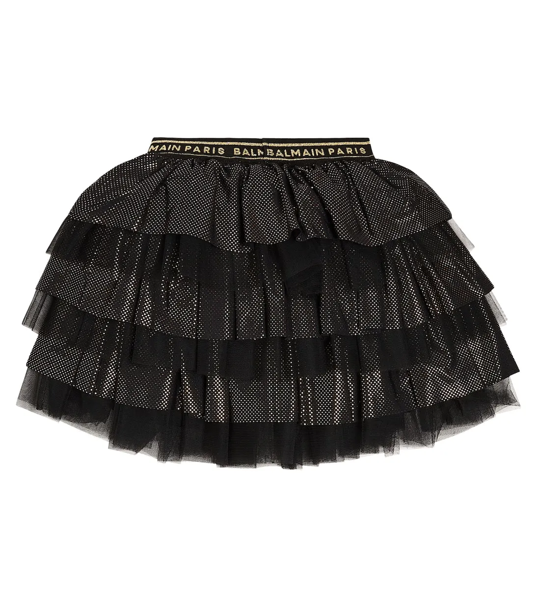 Balmain Kids Tiered Tulle Skirt, Black