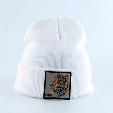 Beanie Wolf Embroidery Winter Hats Knitted Beanies For Women