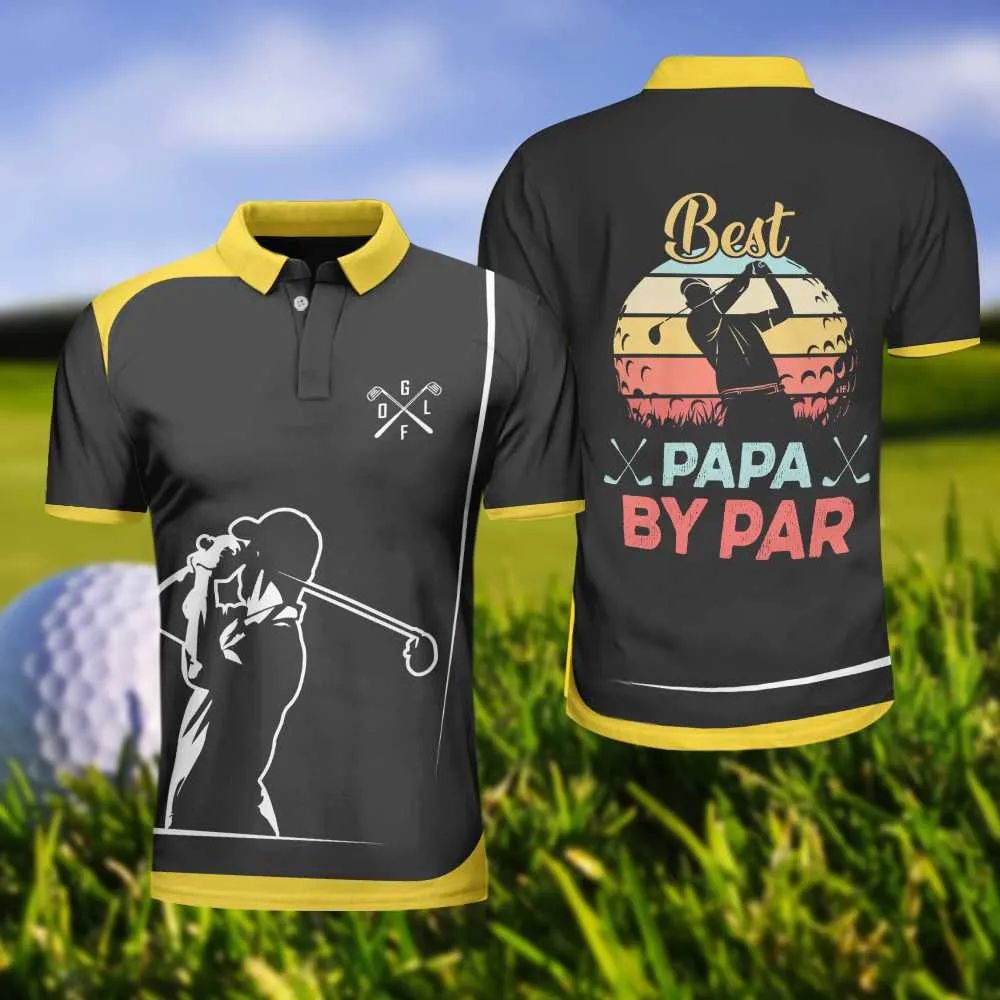 Best Papa By Par Golf Lover Short Sleeve Polo Shirt, Vintage Polo Shirt, Best Golf Shirt For Men Coolspod