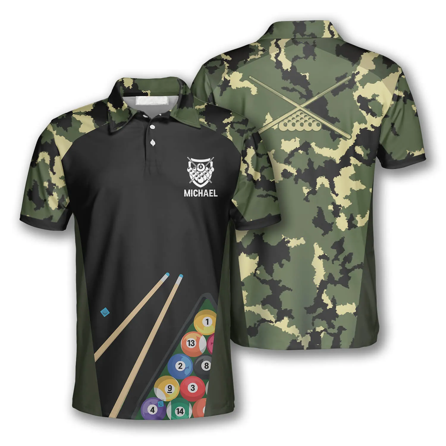 Billiard Camouflage Custom Billiard Shirts for Men, Gift for Team Billiard, Billiard Lover