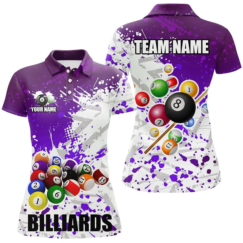 Billiard Colorful Billiard Customized Name, Team Name 3D Polo Shirt For Women