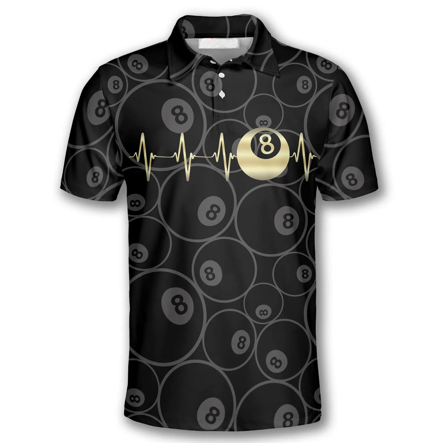 Billiards Pool Snooker Heartbeat Pattern Billiard Shirts for Men Billiard Polo Shirt