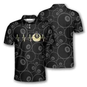 Billiards Pool Snooker Heartbeat Pattern Billiard Shirts for Men Billiard Polo Shirt