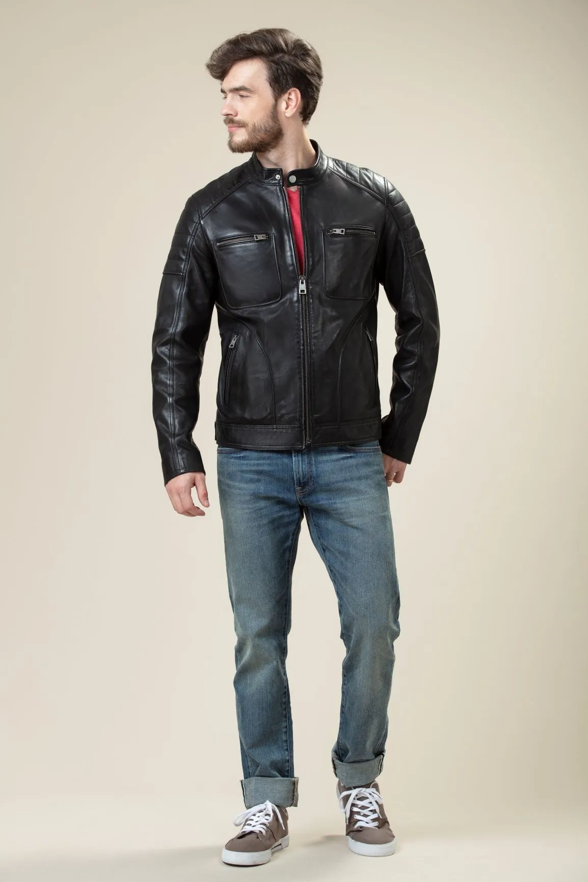 Black Bomber TWIRF Sheep Skin Leather Jacket