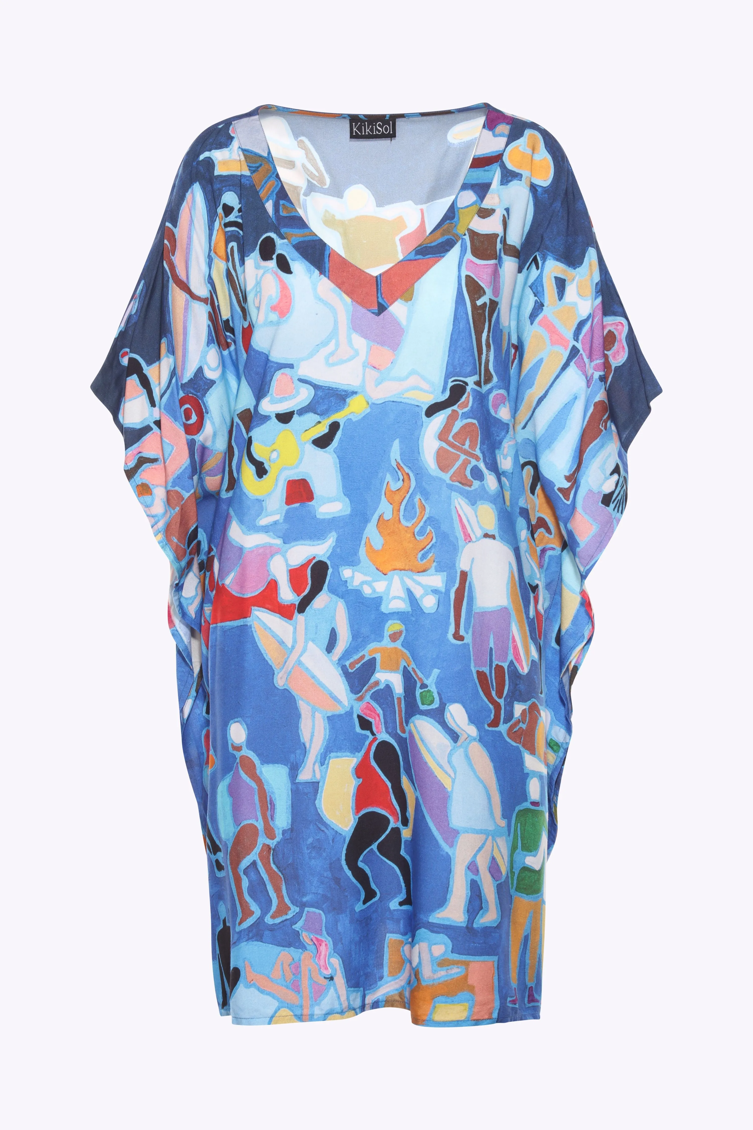 Blue Sunbathers Rayon Kaftan