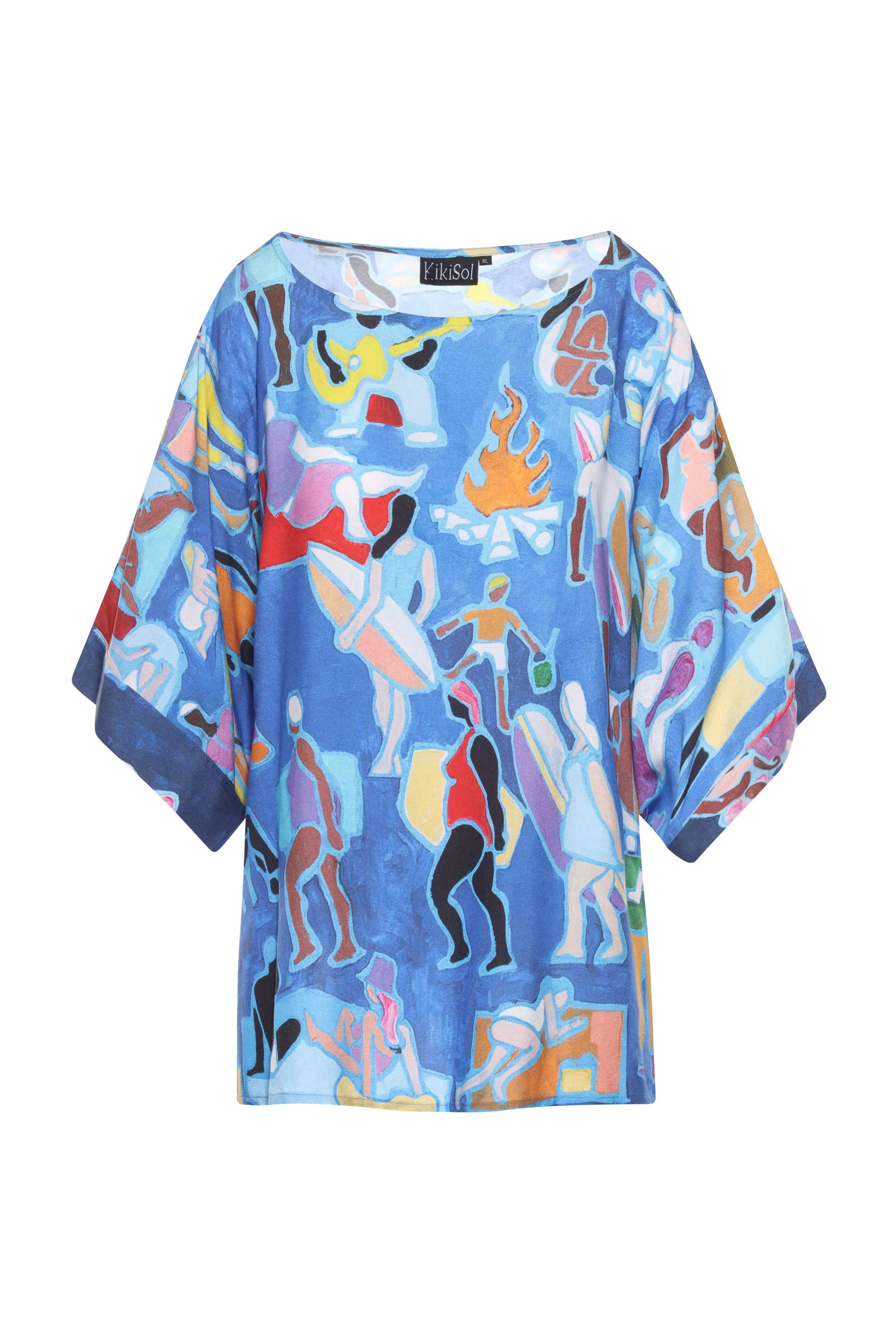 Blue Sunbathers Rayon Missy Top