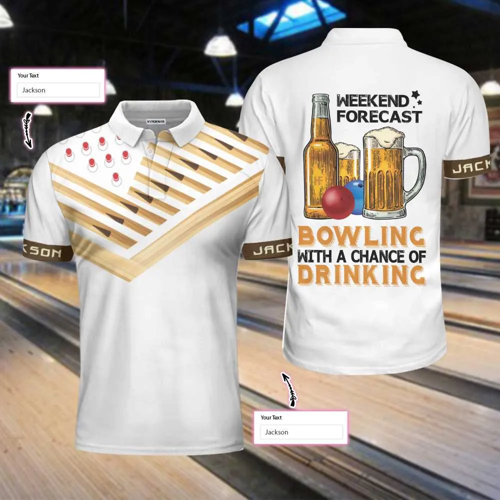 Bowling Weekend Forecast Custom Polo Shirt, Personalized Bowling Shirt For Beer Lovers, Funny Shirt With Sayings Coolspod