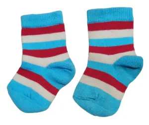 Boys red white and blue lining socks