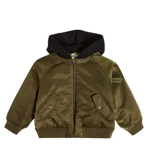 Burberry Kids Hooded Bomber Jacket, Green