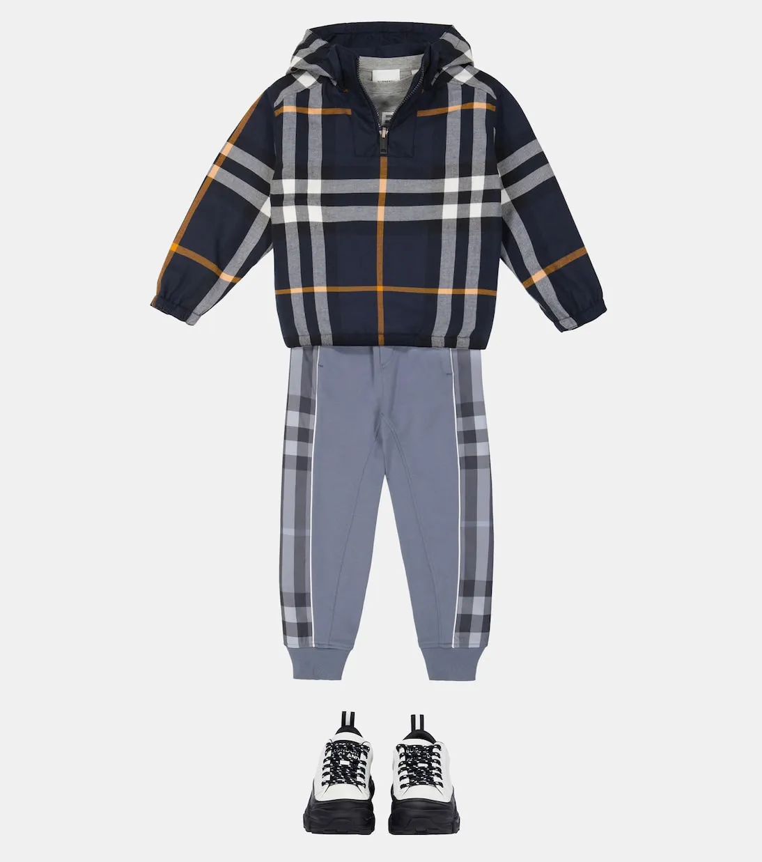 Burberry Kids Reversible Check Raincoat, Blue