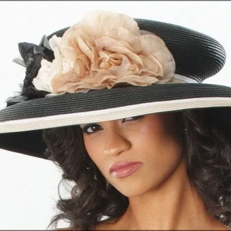 BW6675-Fashion Church Hat with Tan and White Trim