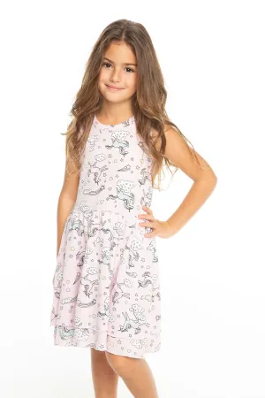 Chaser Kids - Girls Baby Rib Tiered Tank Dress in Darling