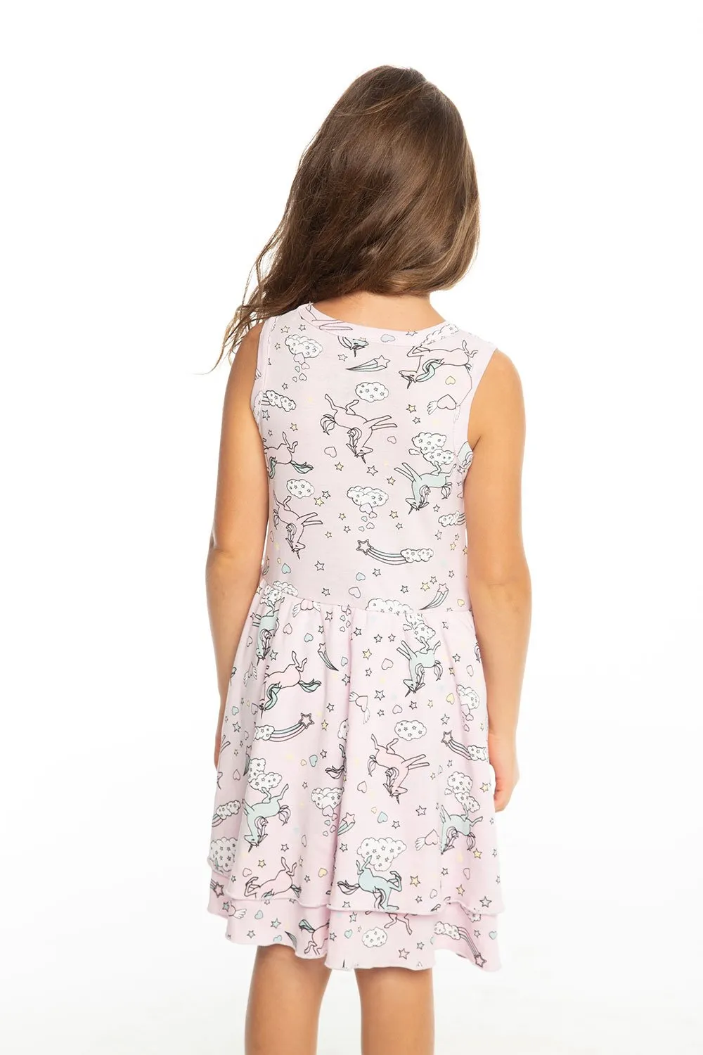 Chaser Kids - Girls Baby Rib Tiered Tank Dress in Darling