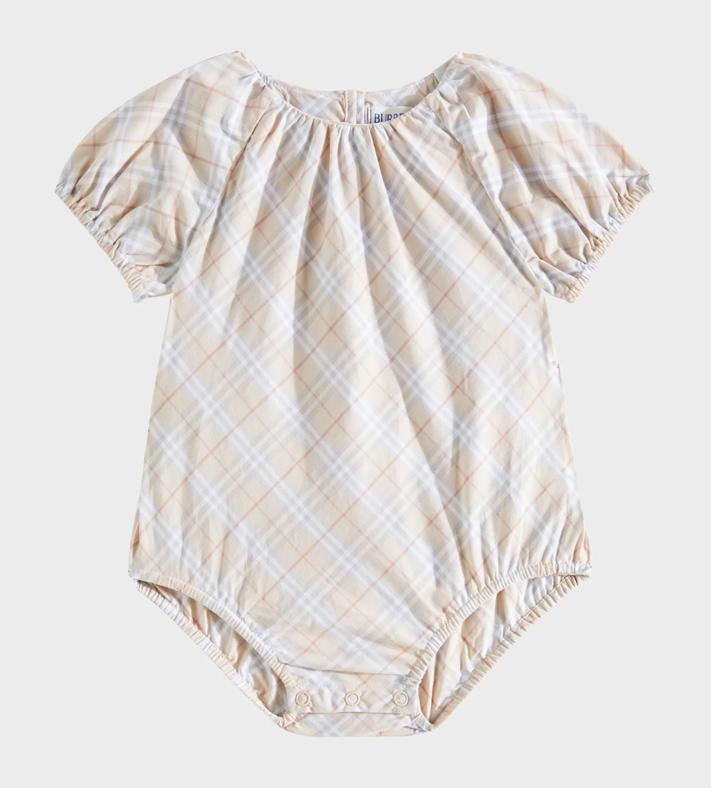 Check Cotton Bodysuit Pale Stone