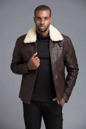 Chocolate Color Real Fur Eskimo Collar Jacket For Men