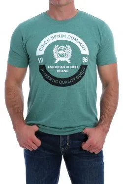 CINCH MEN'S CREW NECK LOGO TEE - HEATHER GREEN - MTT1690433