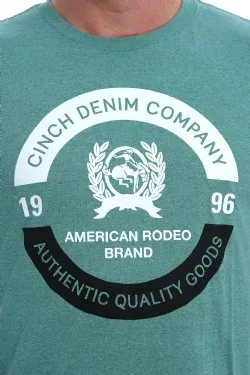 CINCH MEN'S CREW NECK LOGO TEE - HEATHER GREEN - MTT1690433