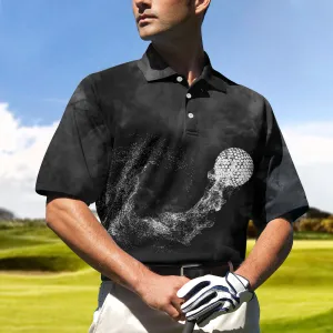 Classic Golf Ball On Smoke Background Polo Shirt, Geometric Circle Dot Graphic Polo Shirt, Best Golf Shirt For Men Coolspod