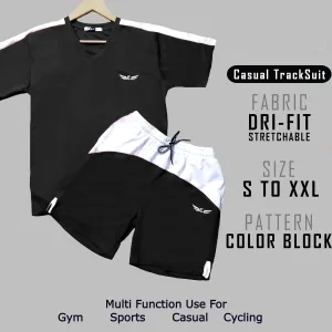 Colorblock Men Co-ord Set (Black)