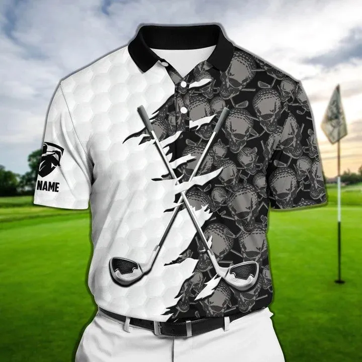 Coolest Skull Golf Polo Shirts Custom Name, Tropical Golf Shirt For Men Coolspod, Skull Golf Shirt