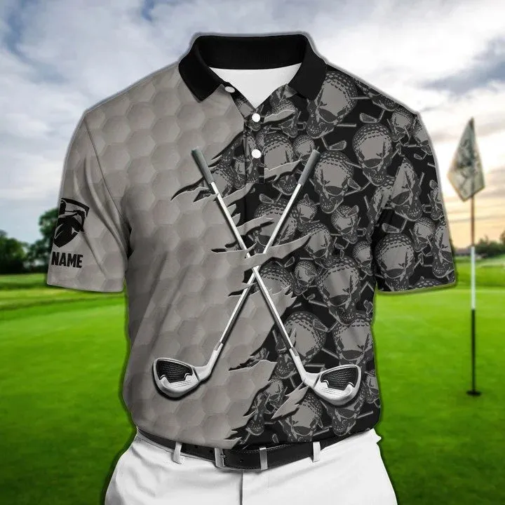 Coolest Skull Golf Polo Shirts Custom Name, Tropical Golf Shirt For Men Coolspod, Skull Golf Shirt