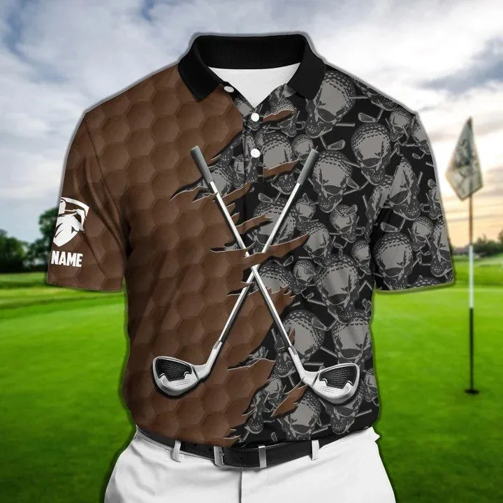 Coolest Skull Golf Polo Shirts Custom Name, Tropical Golf Shirt For Men Coolspod, Skull Golf Shirt