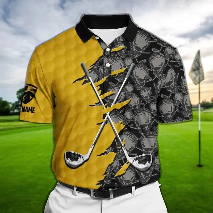 Coolest Skull Golf Polo Shirts Custom Name, Tropical Golf Shirt For Men Coolspod, Skull Golf Shirt