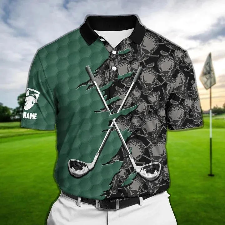 Coolest Skull Golf Polo Shirts Custom Name, Tropical Golf Shirt For Men Coolspod, Skull Golf Shirt