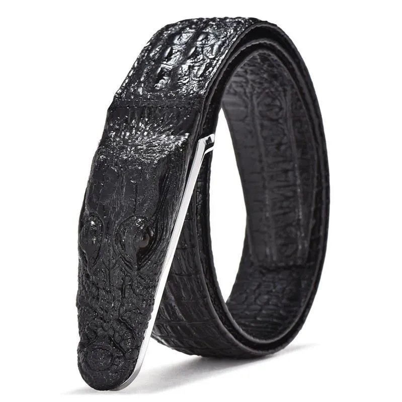 Crocodile Luxury Cow Leather Strap Textured Belt