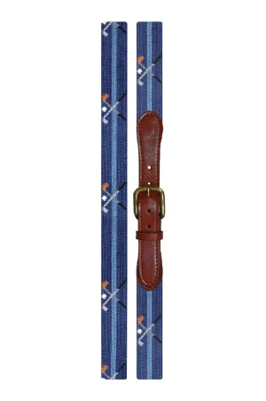 CROSSED CLUBS NEEDLEPOINT BELT - CLASSIC NAVY