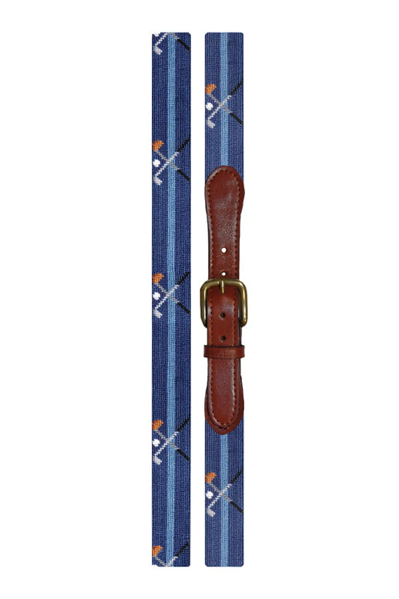 CROSSED CLUBS NEEDLEPOINT BELT - CLASSIC NAVY