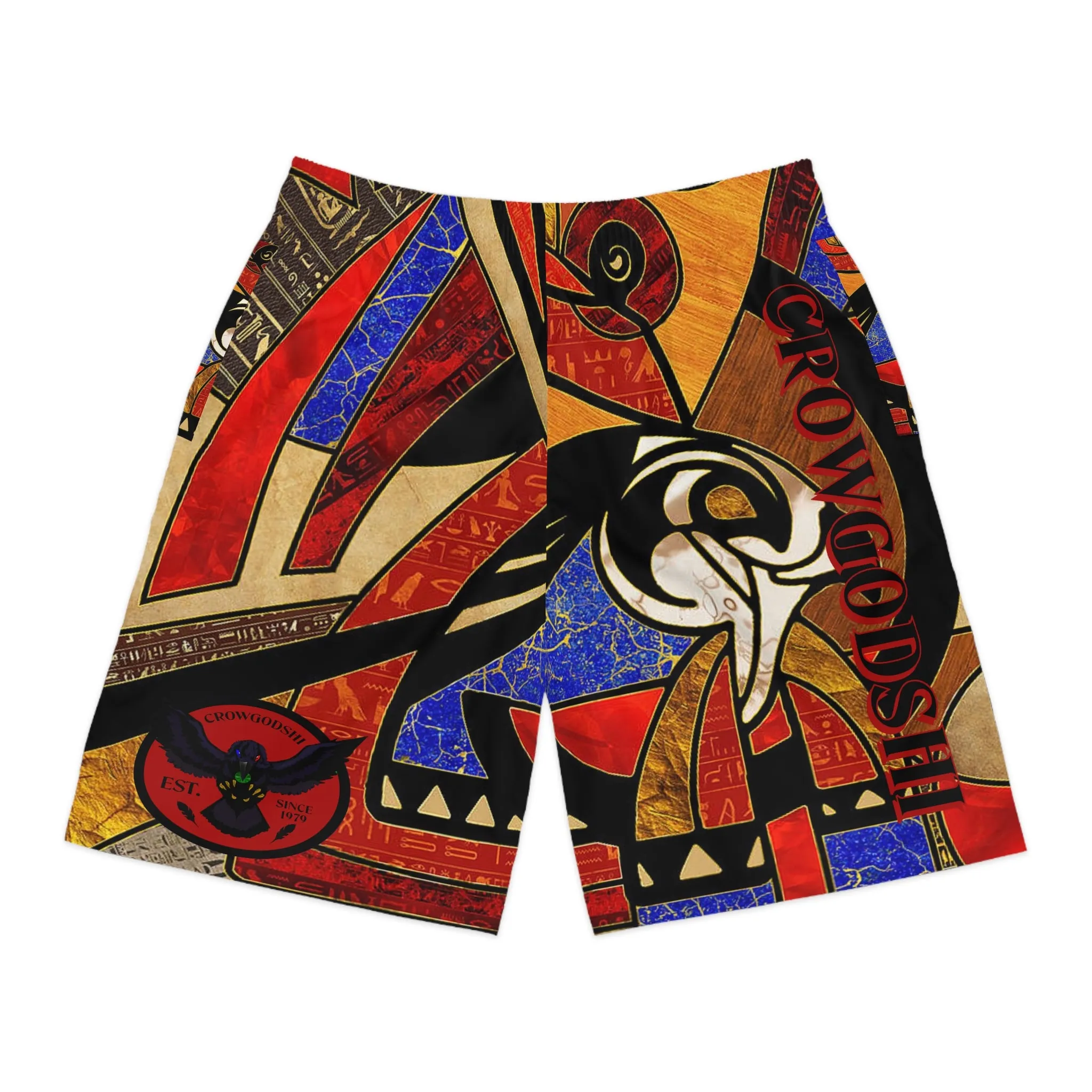 Crowgodshi Men's Hawaiian Egyptian Abstract Shorts