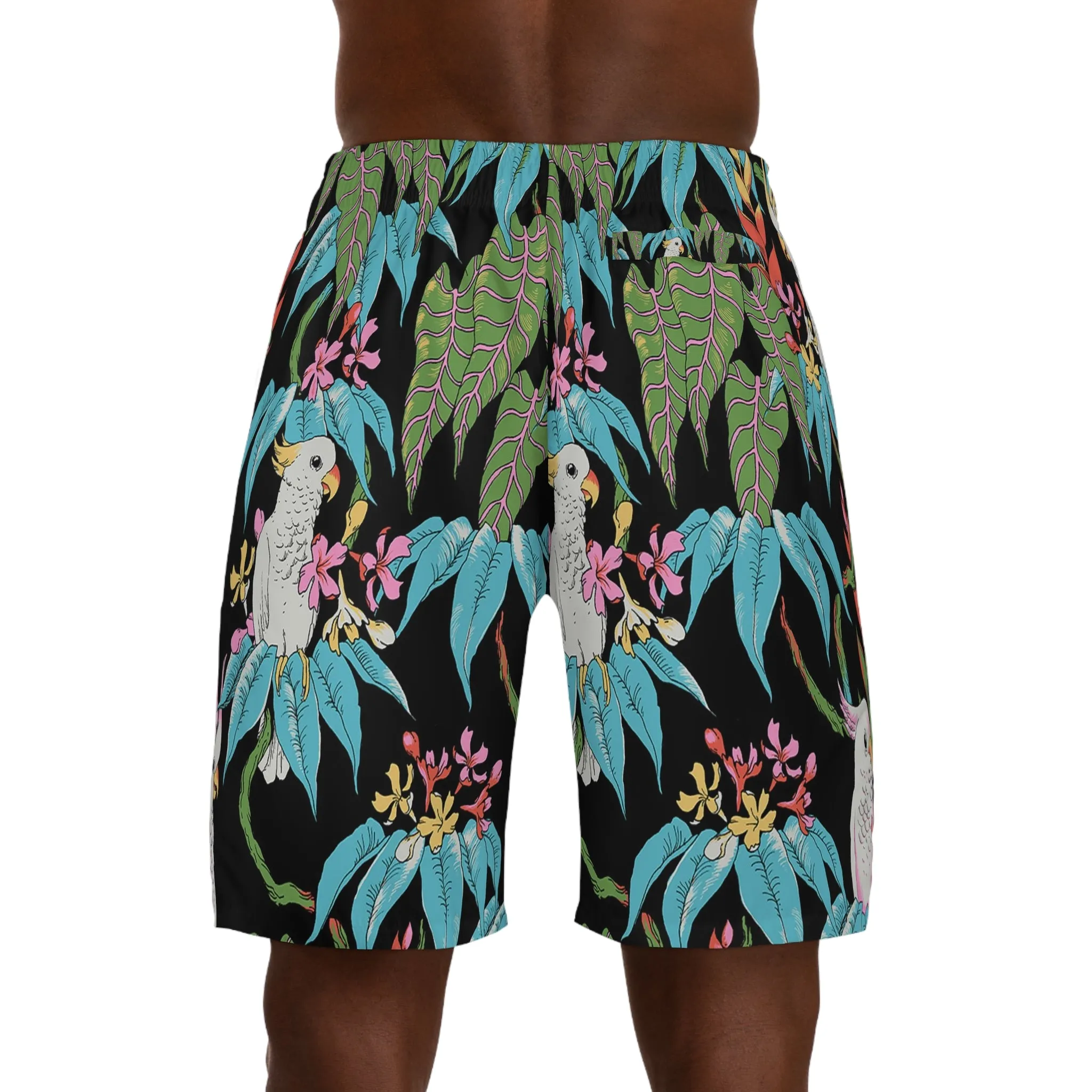 Crowgodshi Men's Hawaiian Tropical Birds Shorts