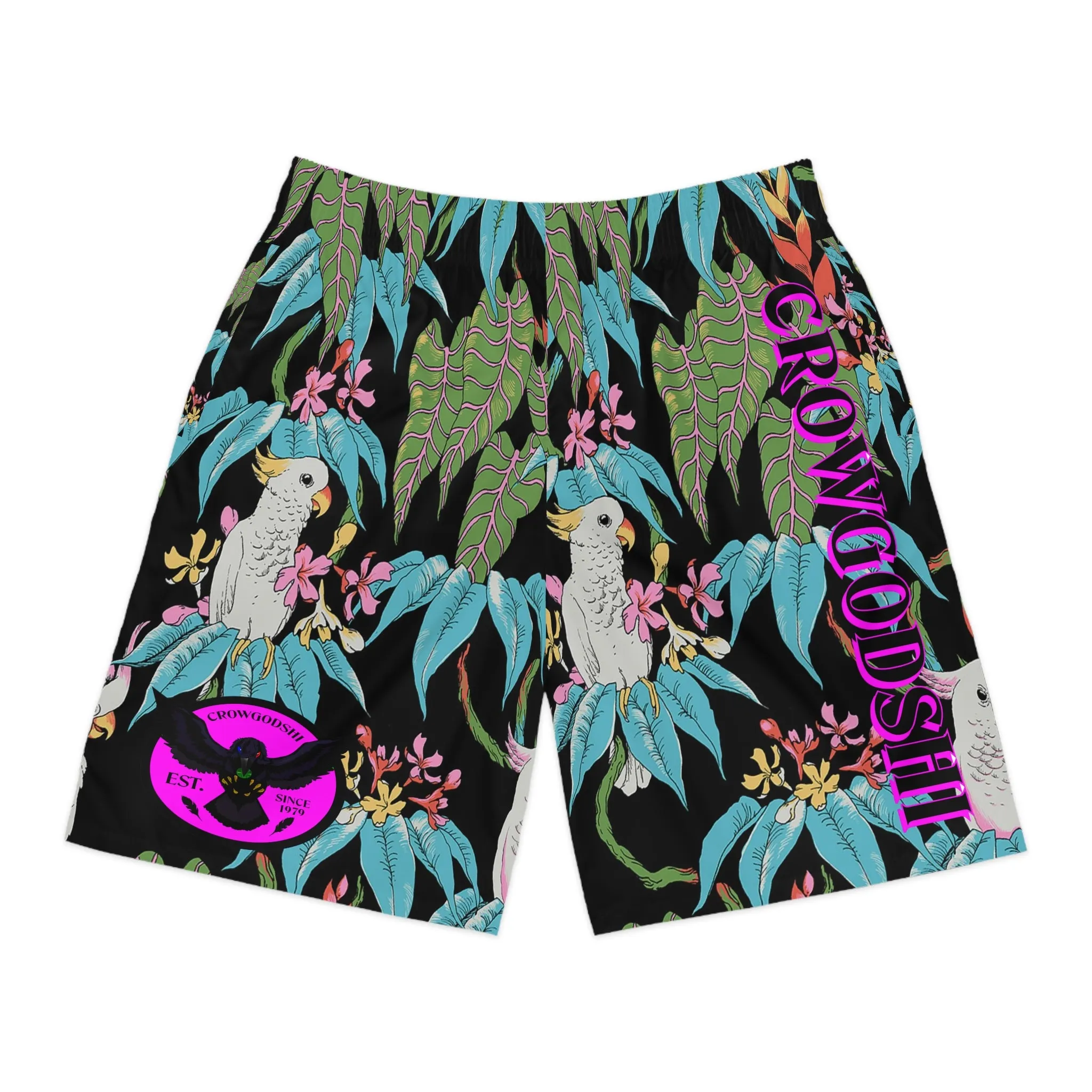 Crowgodshi Men's Hawaiian Tropical Birds Shorts