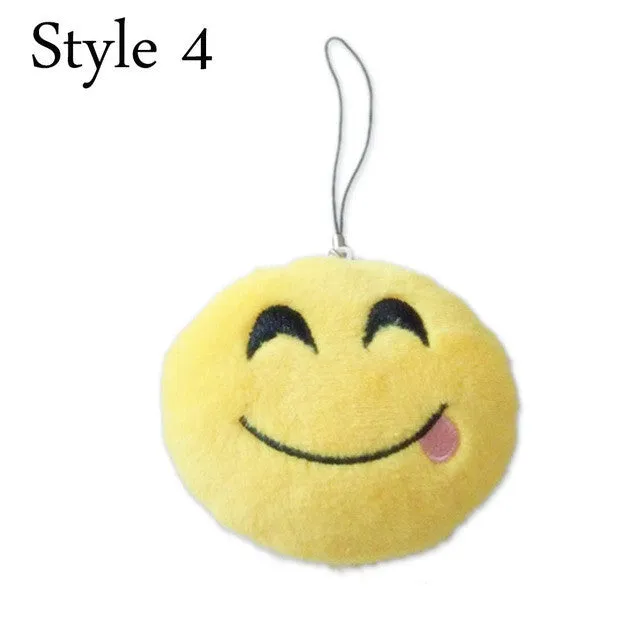 Cute Emoji Emotion Soft Stuffed Plush Yellow Toy Keyring Fob Cushions bag decoration bag accessories